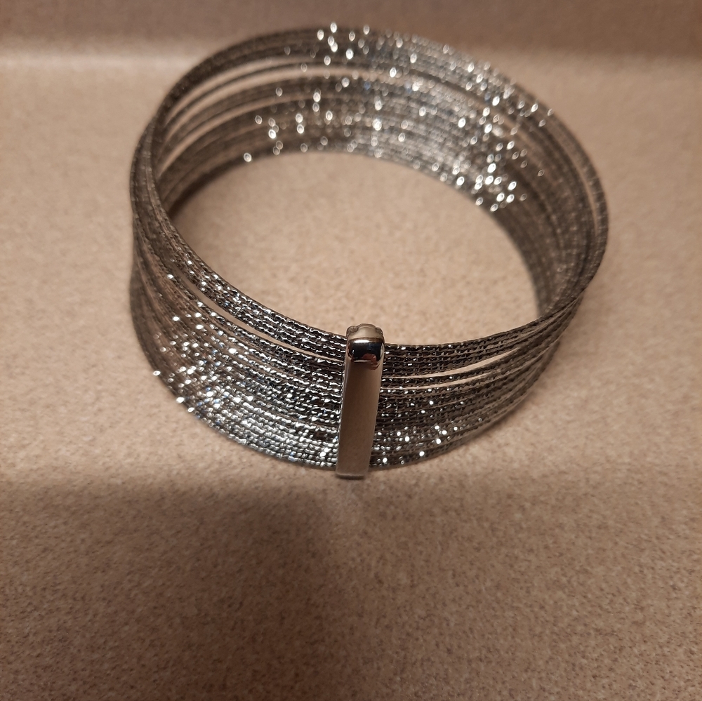 Lisa ROBERTSON Bronze Silver-Tone Multi-Strand Bracelet ITALY - Picture 3 of 4